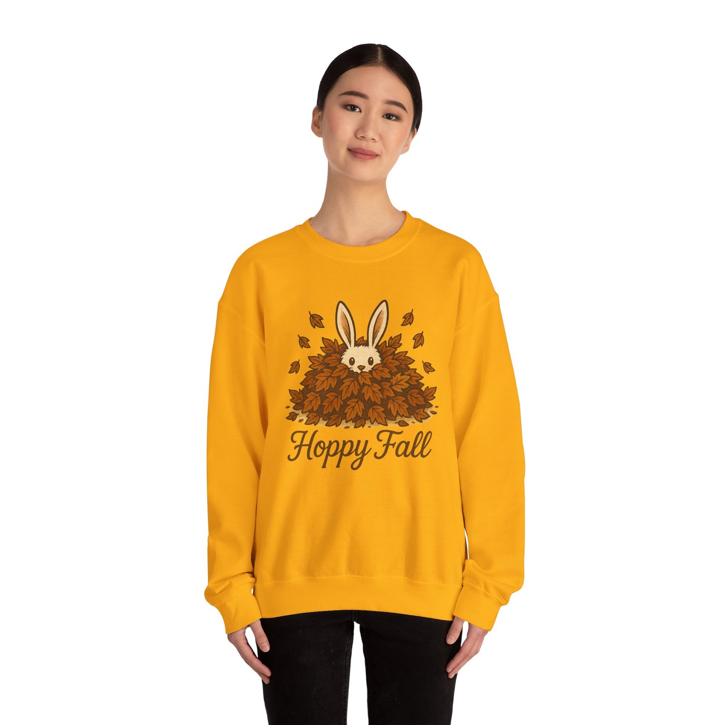 Hoppy Fall β Unisex Cozy Sweatshirt | Rabbit & Autumn Leaves Comfy Crewneck | Fall Fashion - Seasonal Halloween Gift