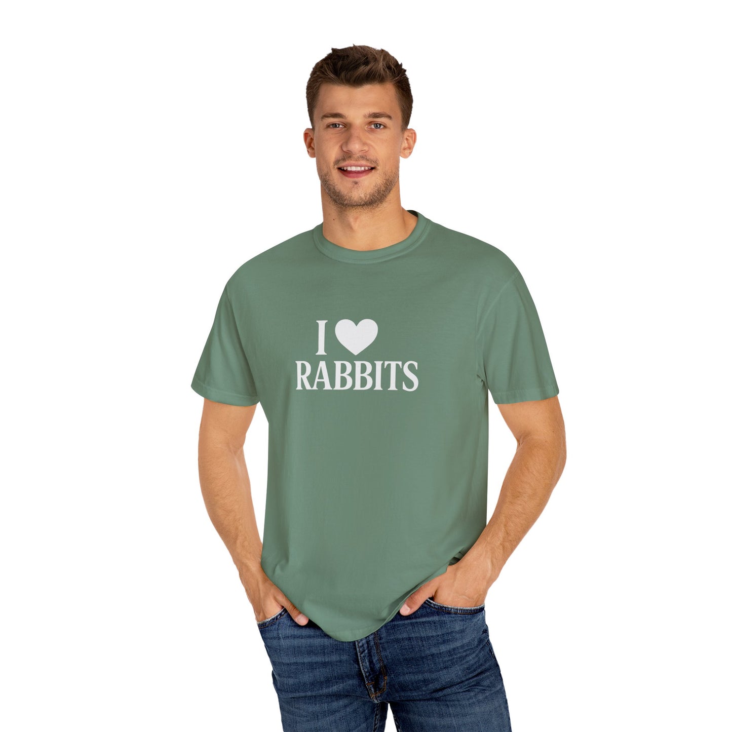 I ♥ Rabbits – Garment-Dyed Unisex Tee for Bunthusiasts - I Love Rabbits T-Shirt for Bunny Lovers