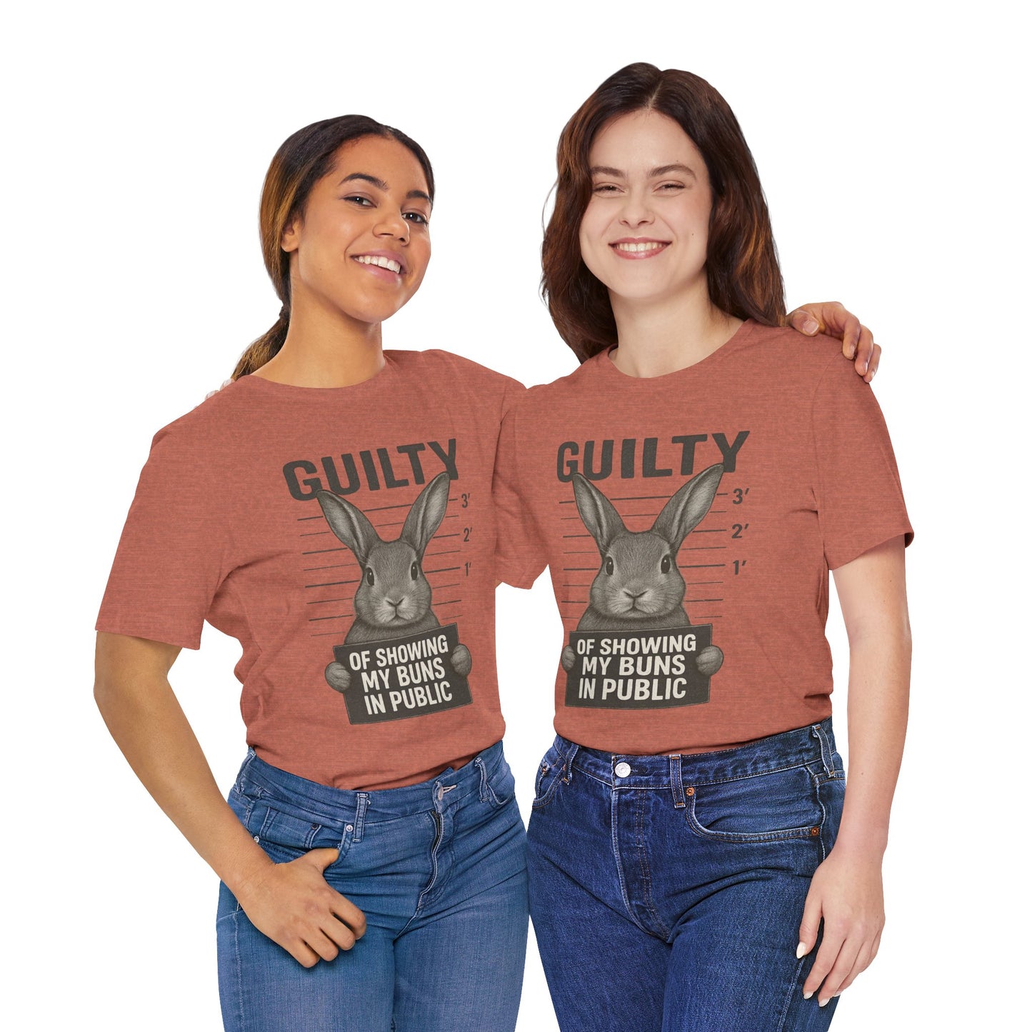 Guilty of Showing My Buns in Public Rabbit Exhibitor T-Shirt – Unisex Funny Bunny Graphic Tee - Quirky Gift for Animal Lovers
