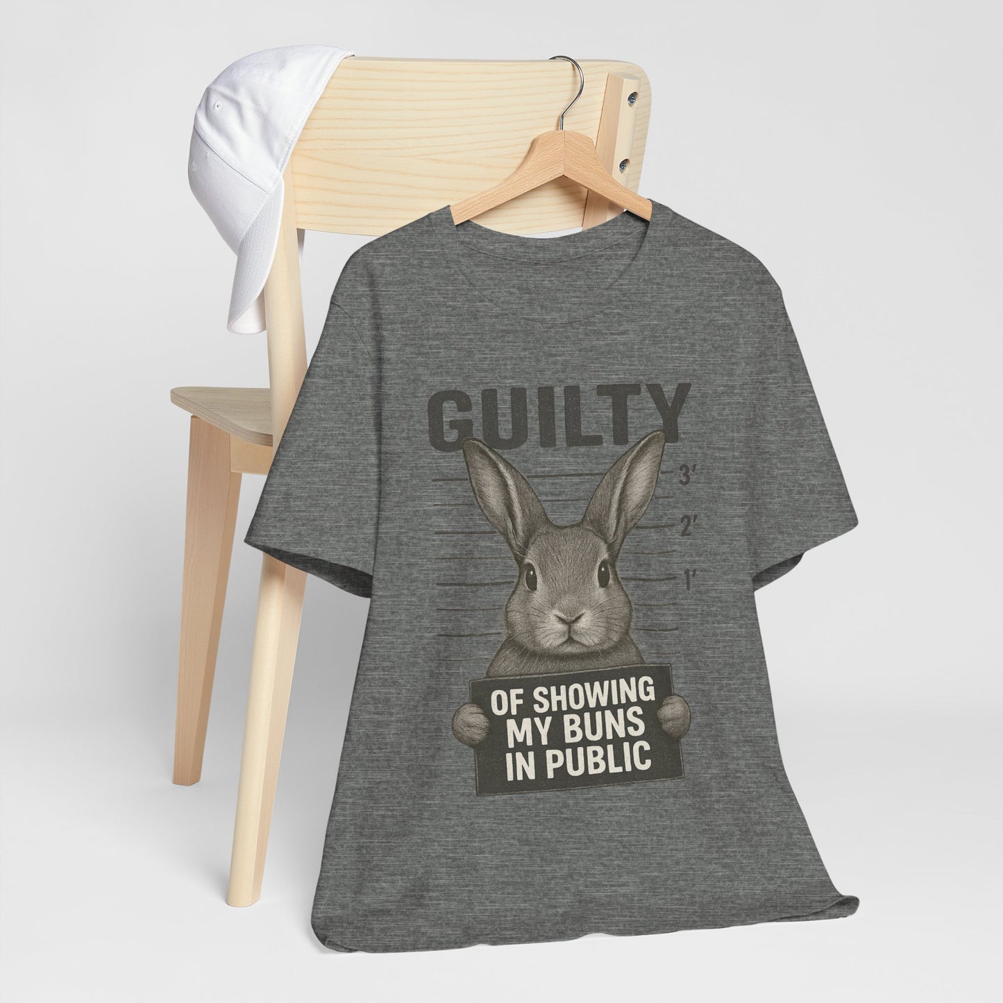 Guilty of Showing My Buns in Public Rabbit Exhibitor T-Shirt – Unisex Funny Bunny Graphic Tee - Quirky Gift for Animal Lovers