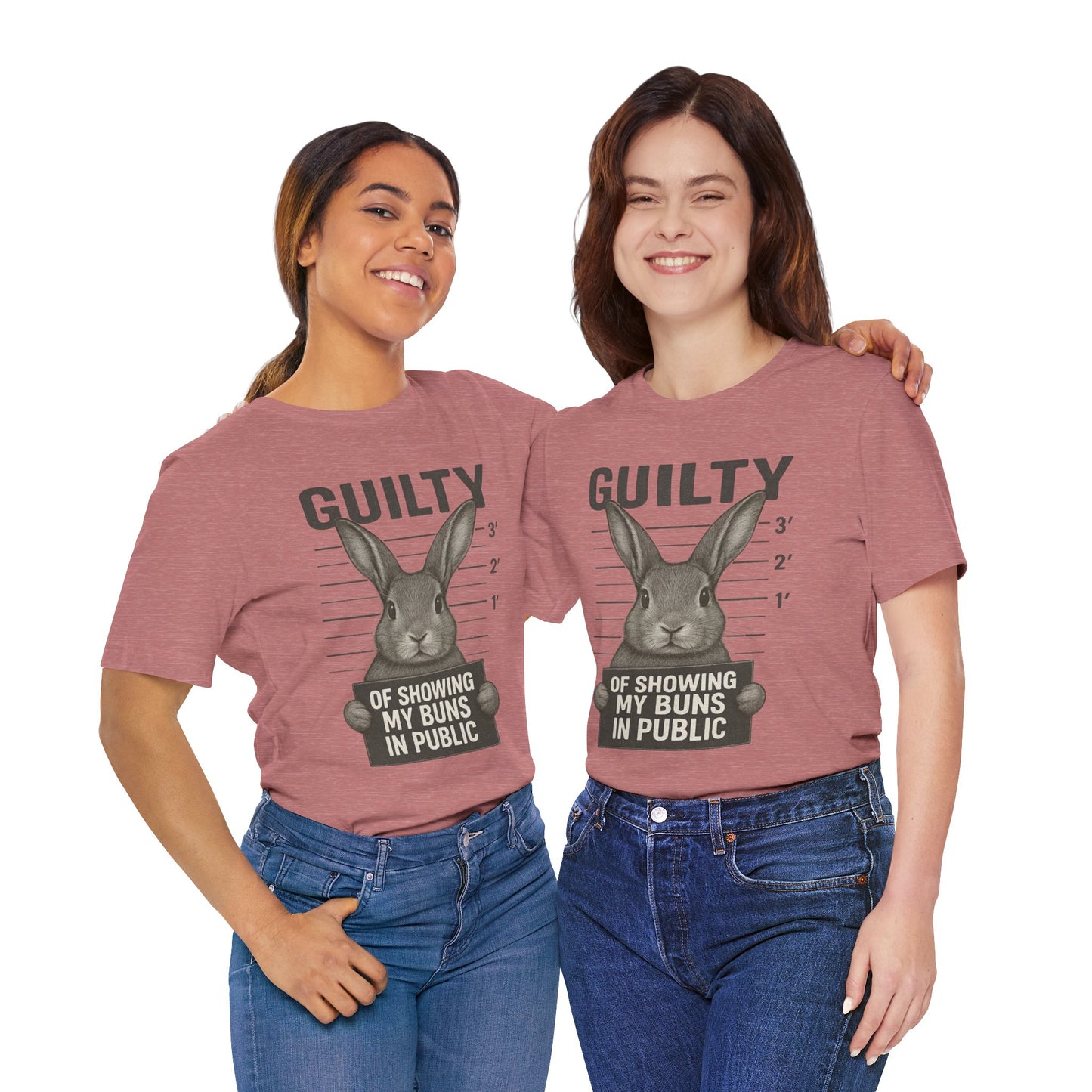 Guilty of Showing My Buns in Public Rabbit Exhibitor T-Shirt – Unisex Funny Bunny Graphic Tee - Quirky Gift for Animal Lovers