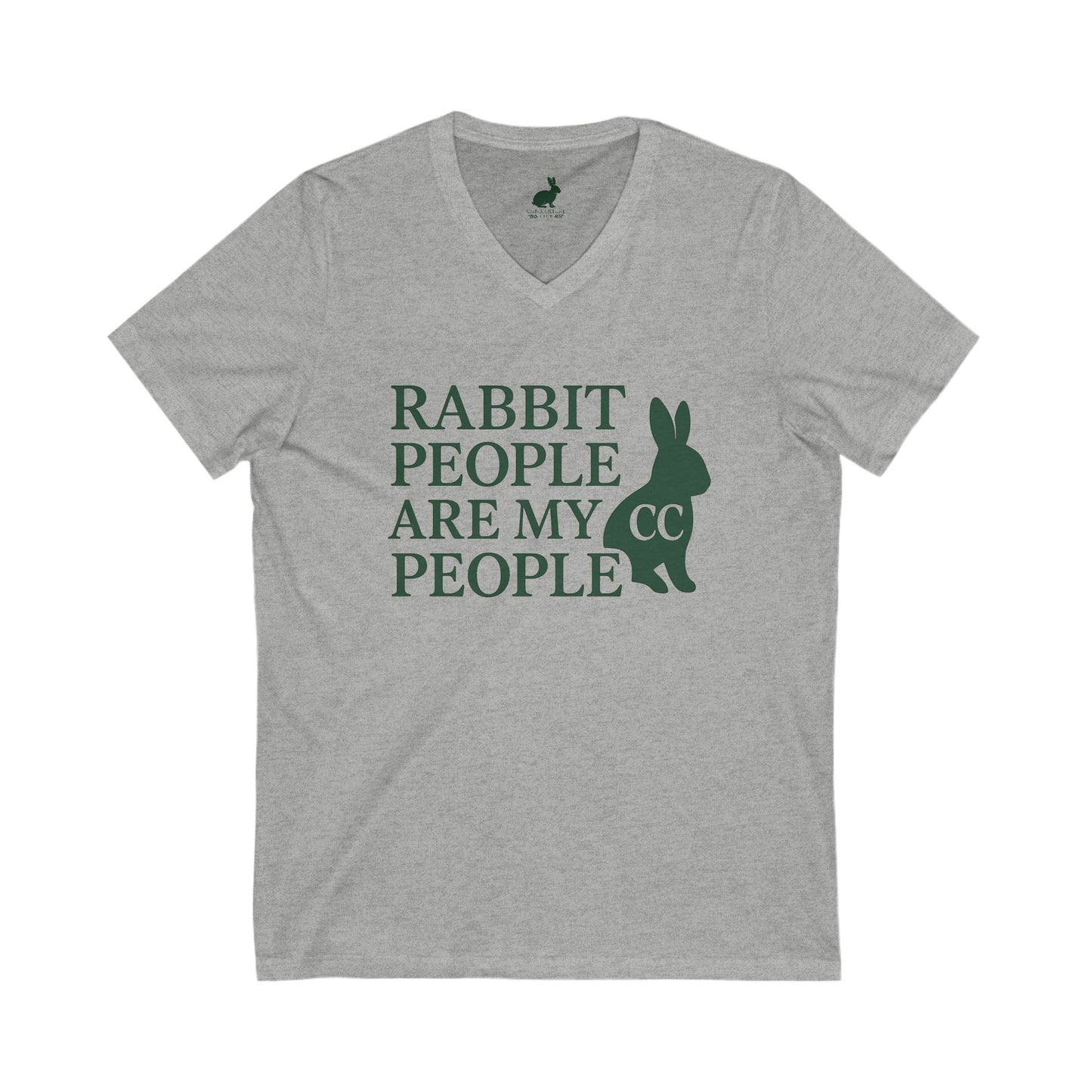 Rabbit People Are My People – V-Neck Unisex T-Shirt - CC Bunny Exclusive - Green Monochrome