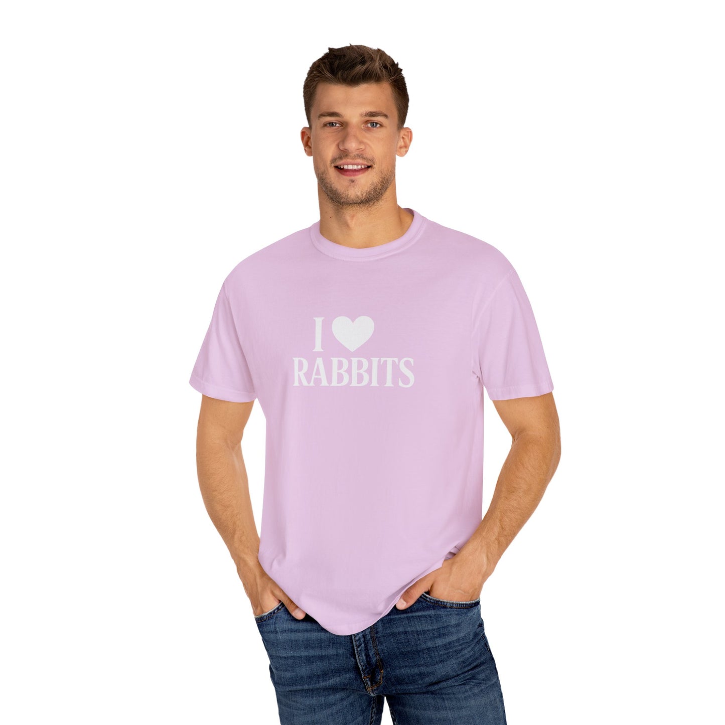 I ♥ Rabbits – Garment-Dyed Unisex Tee for Bunthusiasts - I Love Rabbits T-Shirt for Bunny Lovers