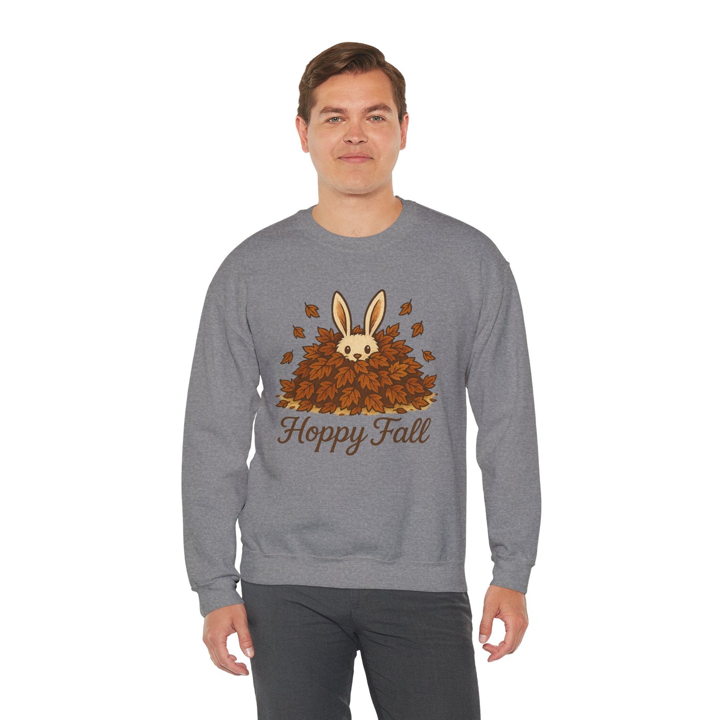 Hoppy Fall β Unisex Cozy Sweatshirt | Rabbit & Autumn Leaves Comfy Crewneck | Fall Fashion - Seasonal Halloween Gift