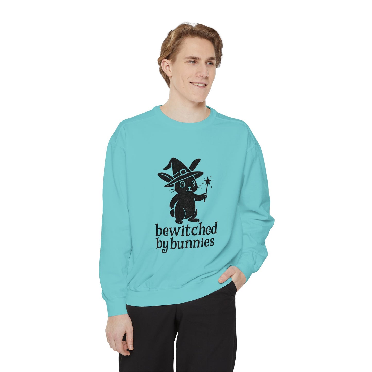 Bewitched by Bunnies Unisex Sweatshirt – Cozy Fall Rabbit Witch Pullover for Fall Festivities - Halloween Gift