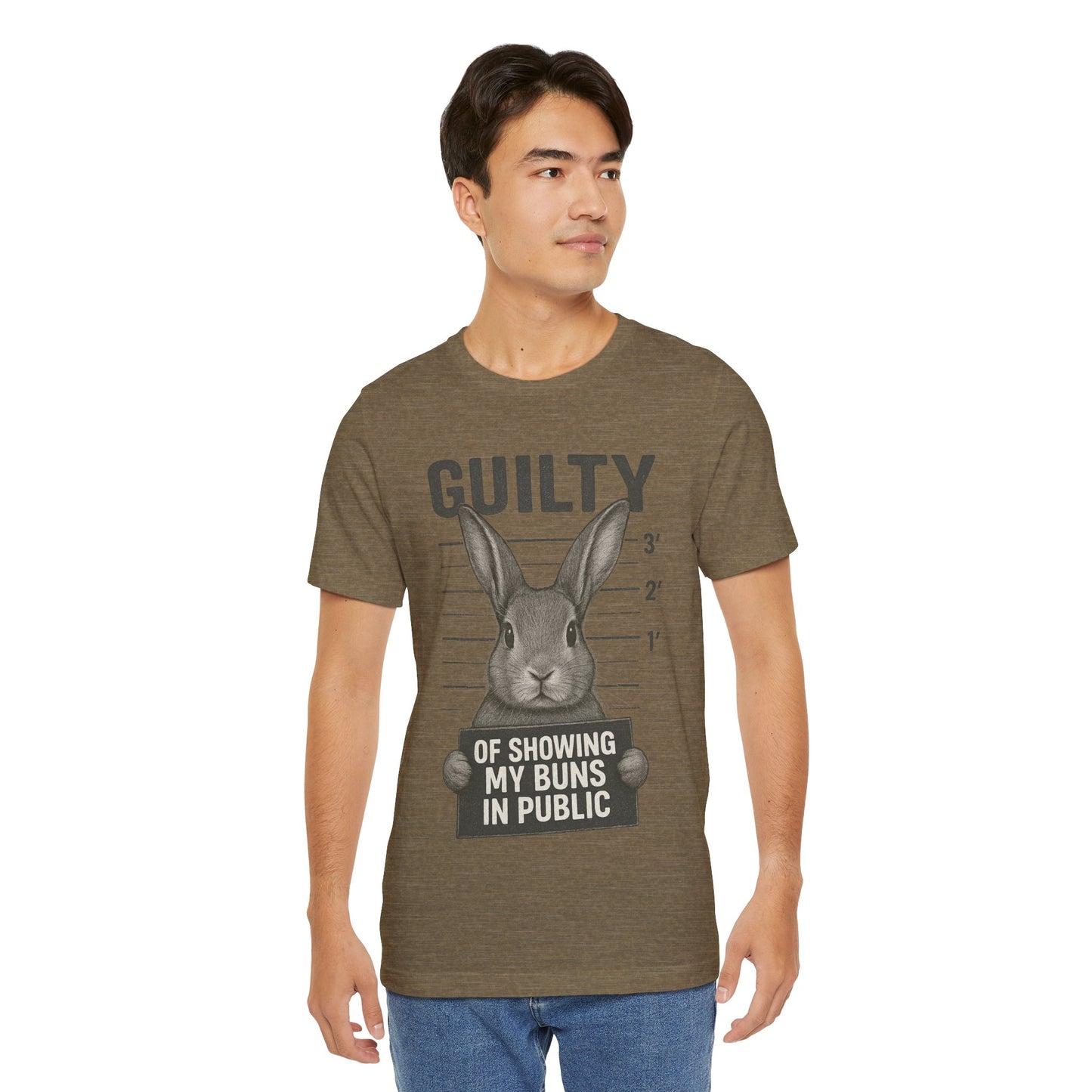 Guilty of Showing My Buns in Public Rabbit Exhibitor T-Shirt – Unisex Funny Bunny Graphic Tee - Quirky Gift for Animal Lovers