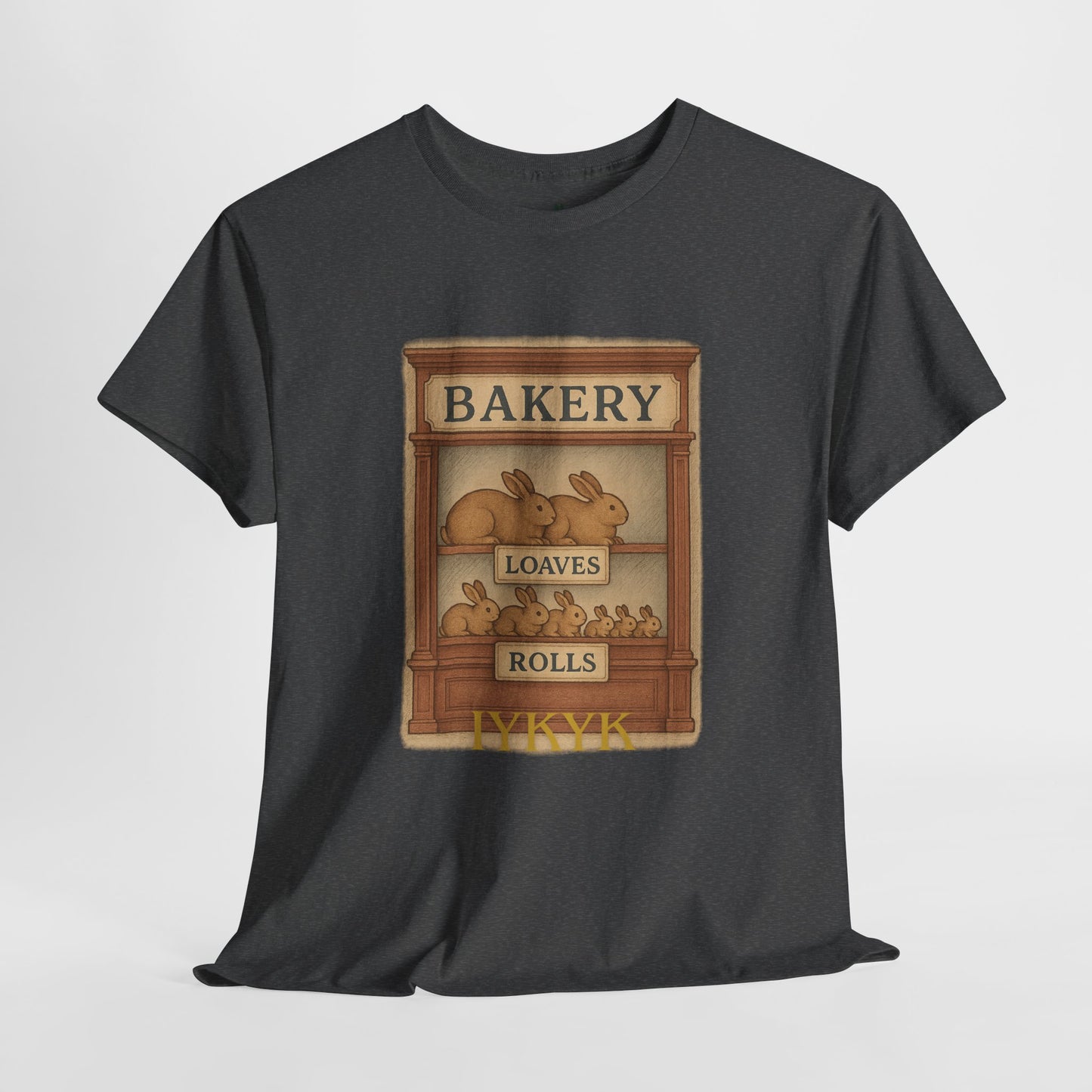 Loaves, Rolls & IYKYK – Bunny Bakery Tee - Unisex Short Sleeve - Vintage Bakery Shirt - Baking & Rabbit Lover Apparel