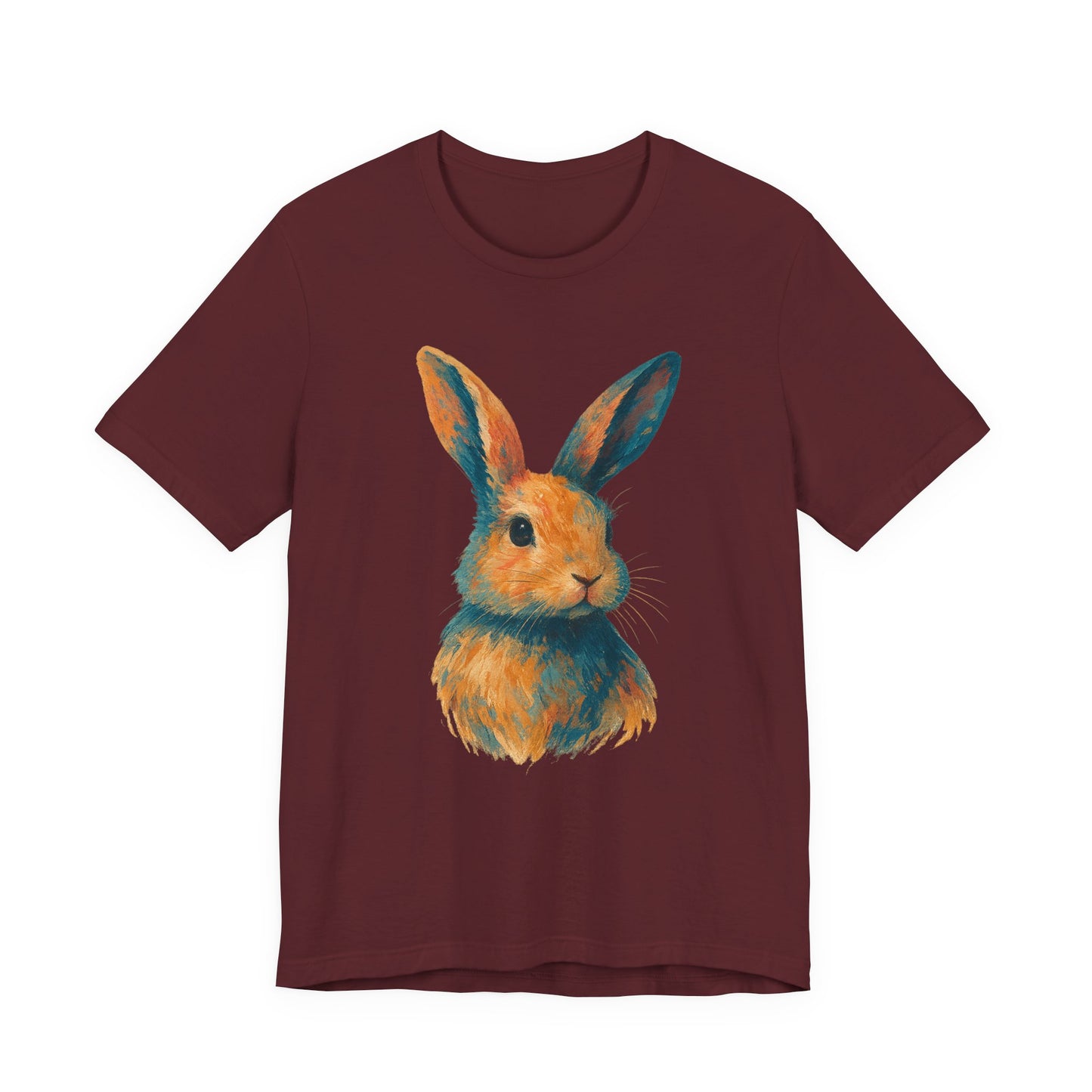 Golden Hour Bunny Unisex Short Sleeve Shirt – Painterly Rabbit Portrait T-Shirt - Artistic Graphic Tee for Animal Lovers - Unique Artwork