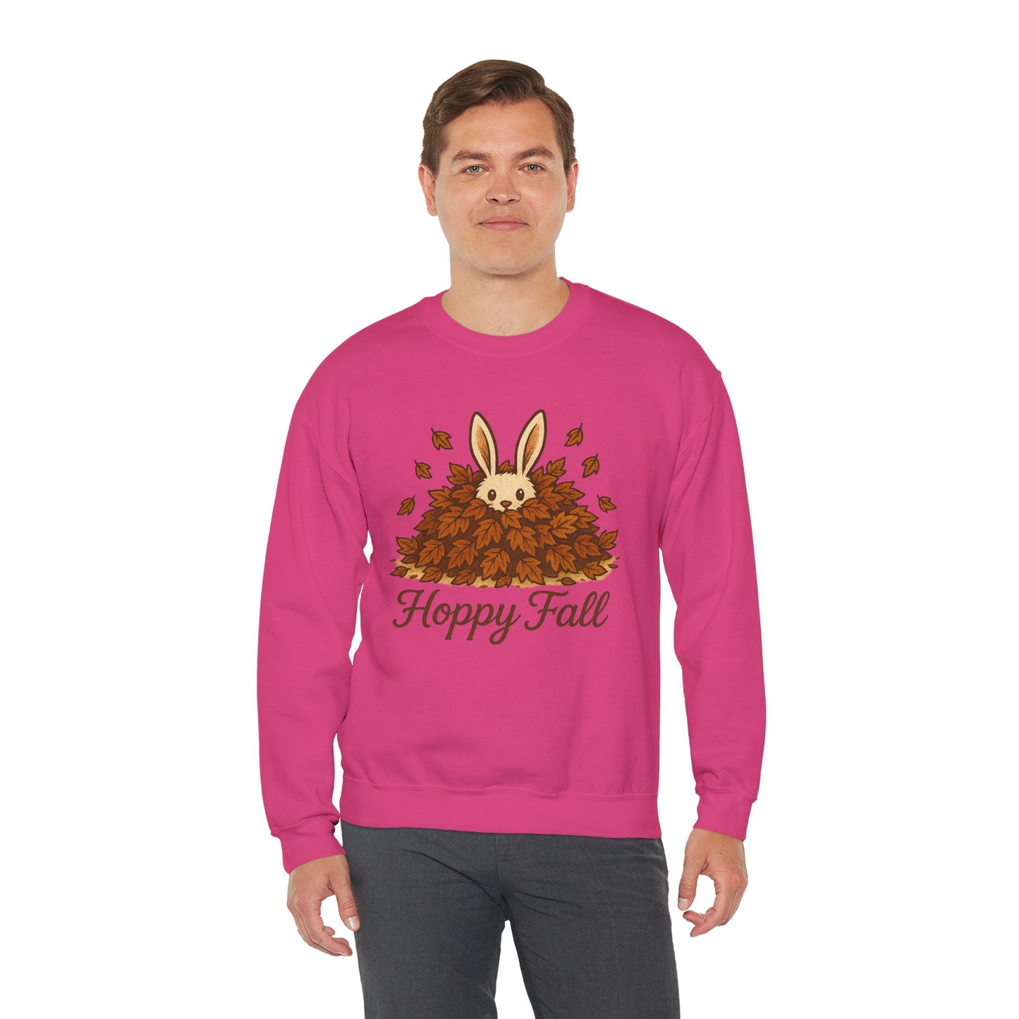 Hoppy Fall β Unisex Cozy Sweatshirt | Rabbit & Autumn Leaves Comfy Crewneck | Fall Fashion - Seasonal Halloween Gift