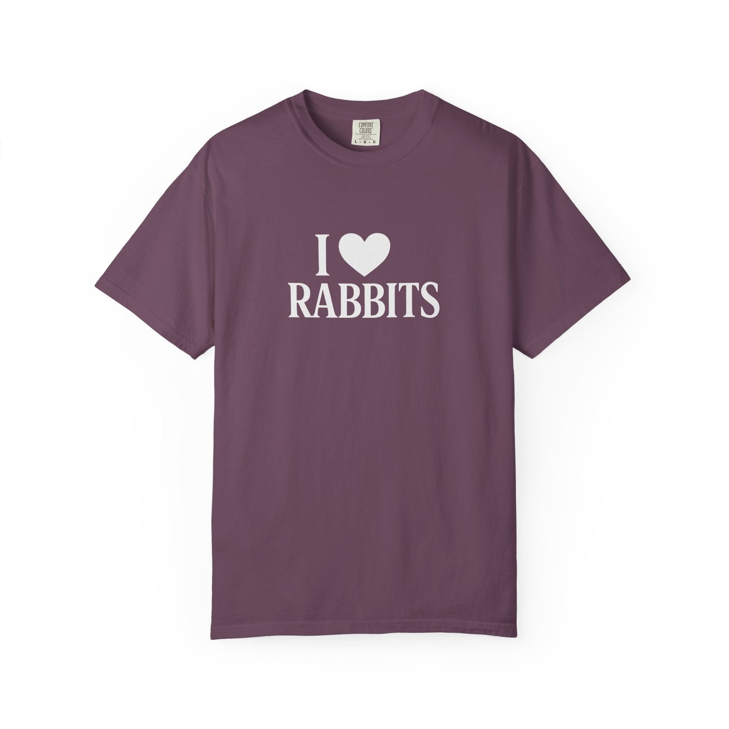 I ♥ Rabbits – Garment-Dyed Unisex Tee for Bunthusiasts - I Love Rabbits T-Shirt for Bunny Lovers