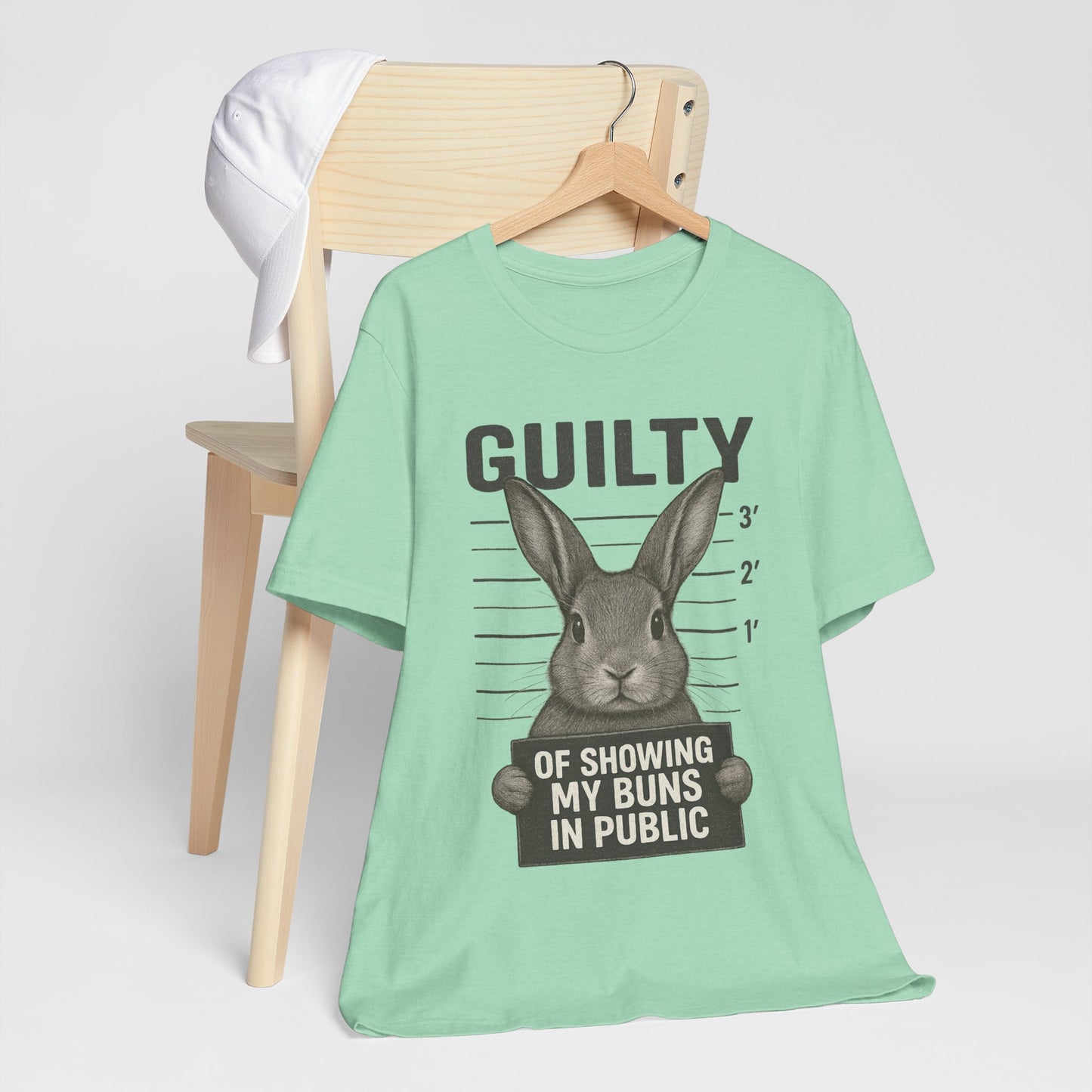 Guilty of Showing My Buns in Public Rabbit Exhibitor T-Shirt – Unisex Funny Bunny Graphic Tee - Quirky Gift for Animal Lovers