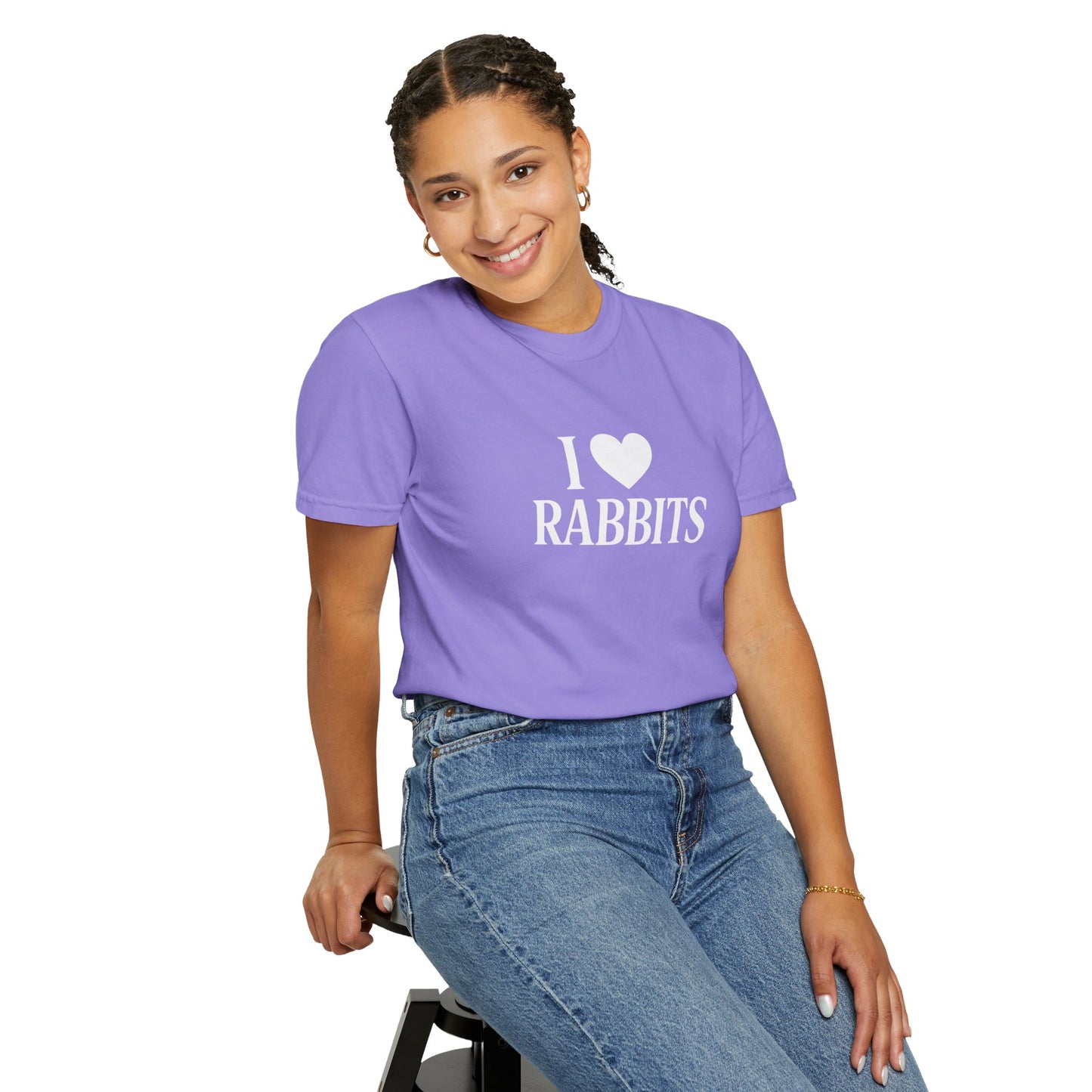 I ♥ Rabbits – Garment-Dyed Unisex Tee for Bunthusiasts - I Love Rabbits T-Shirt for Bunny Lovers
