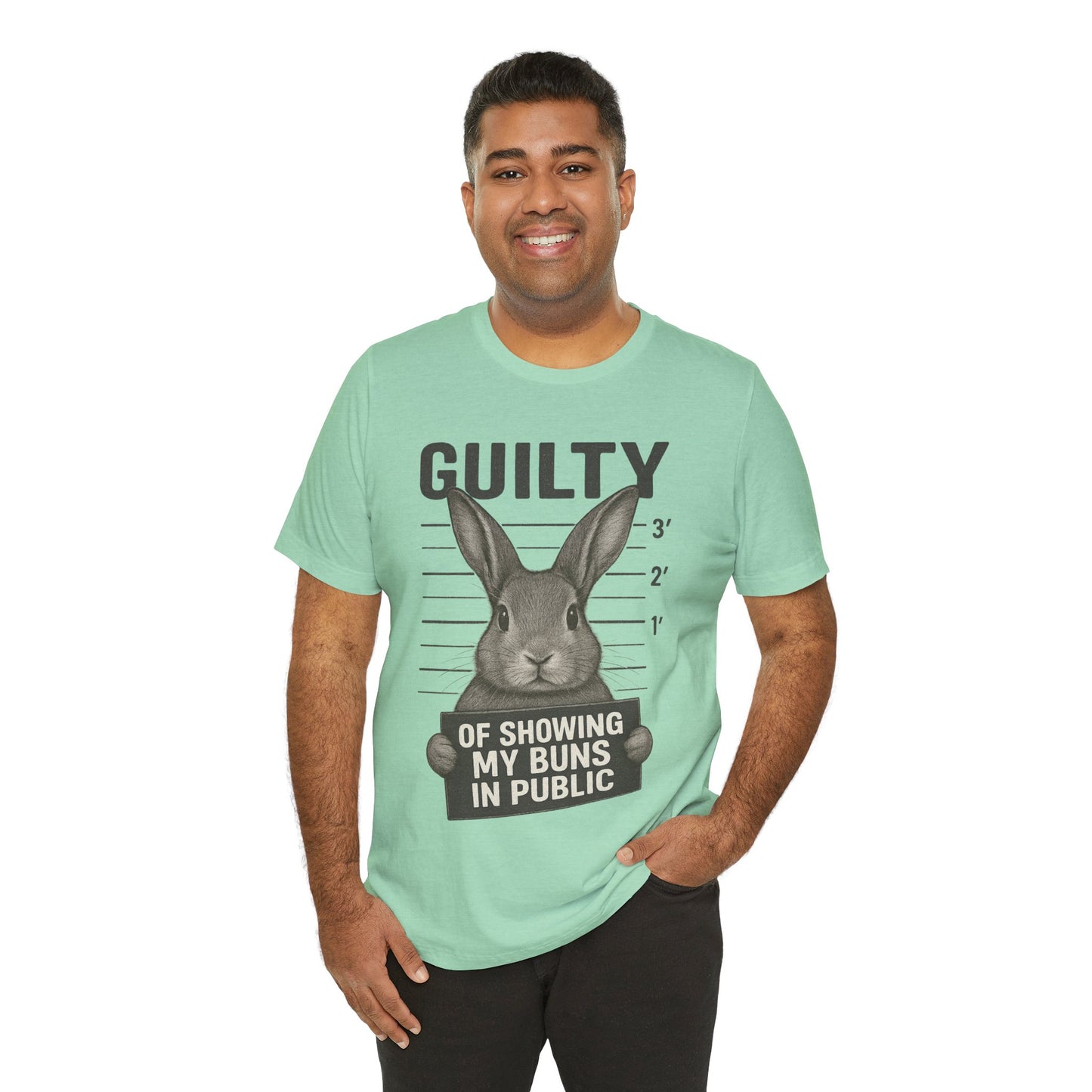 Guilty of Showing My Buns in Public Rabbit Exhibitor T-Shirt – Unisex Funny Bunny Graphic Tee - Quirky Gift for Animal Lovers