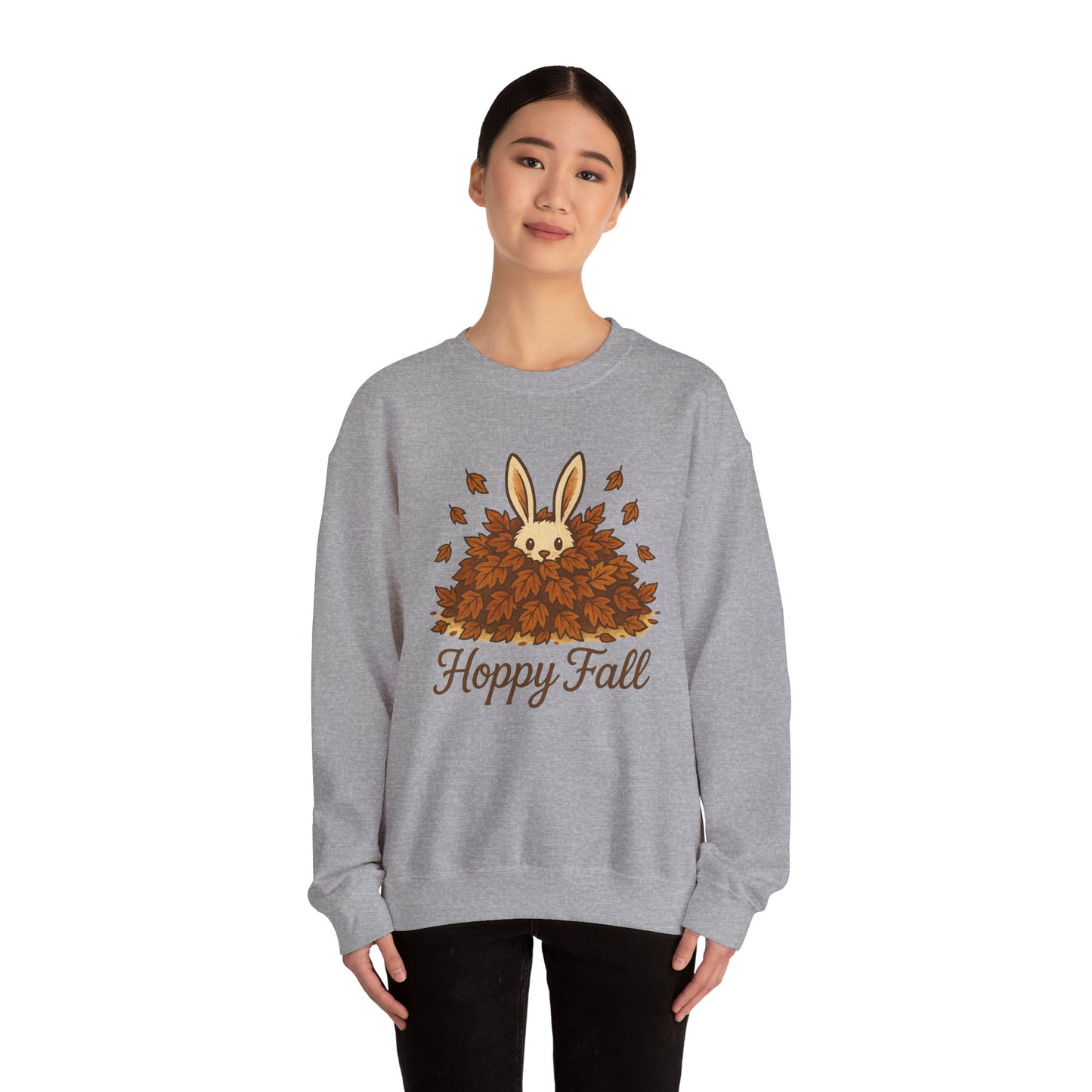 Hoppy Fall β Unisex Cozy Sweatshirt | Rabbit & Autumn Leaves Comfy Crewneck | Fall Fashion - Seasonal Halloween Gift