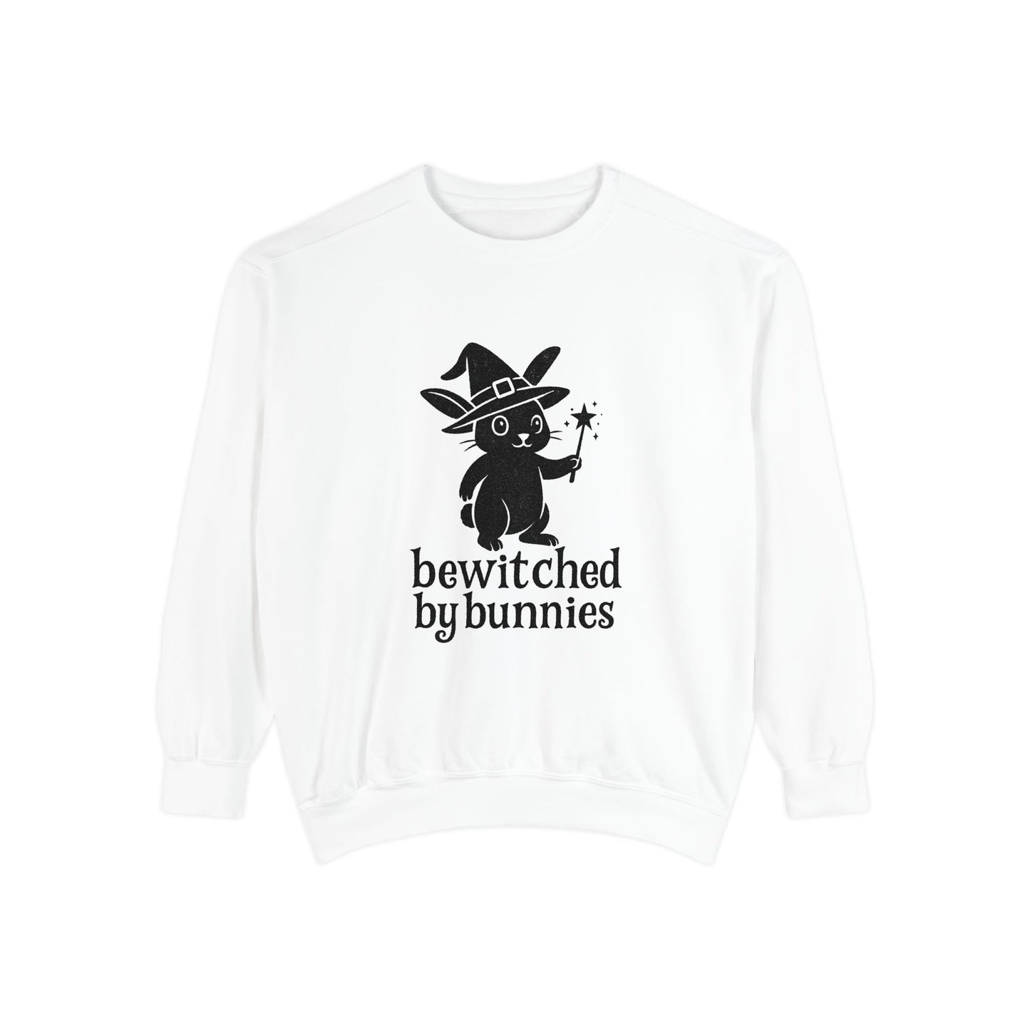 Bewitched by Bunnies Unisex Sweatshirt – Cozy Fall Rabbit Witch Pullover for Fall Festivities - Halloween Gift