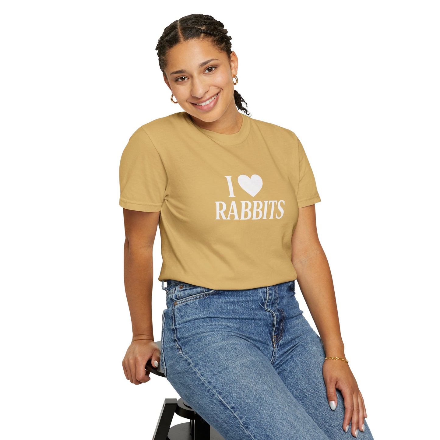 I ♥ Rabbits – Garment-Dyed Unisex Tee for Bunthusiasts - I Love Rabbits T-Shirt for Bunny Lovers