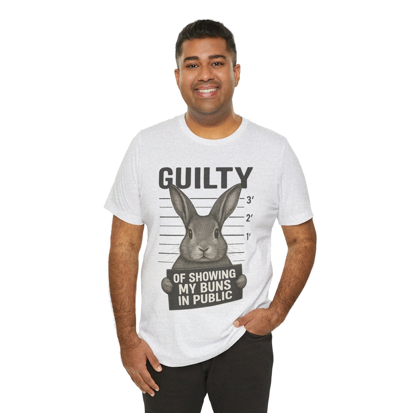 Guilty of Showing My Buns in Public Rabbit Exhibitor T-Shirt – Unisex Funny Bunny Graphic Tee - Quirky Gift for Animal Lovers