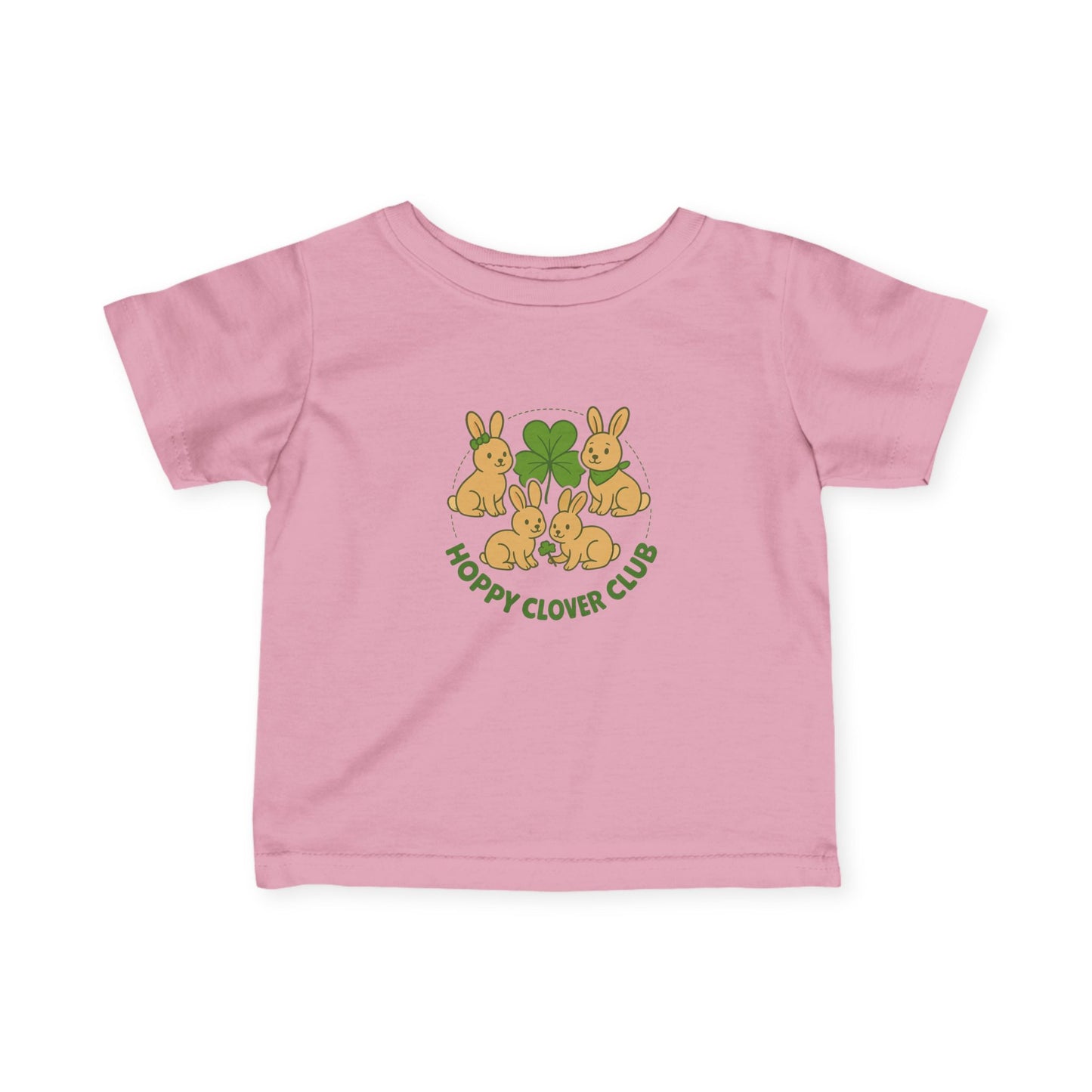 Hoppy Clover Club – Infant Fine Jersey Bunny Tee - Cute Rabbit Baby T-Shirt - Toddler Shirt