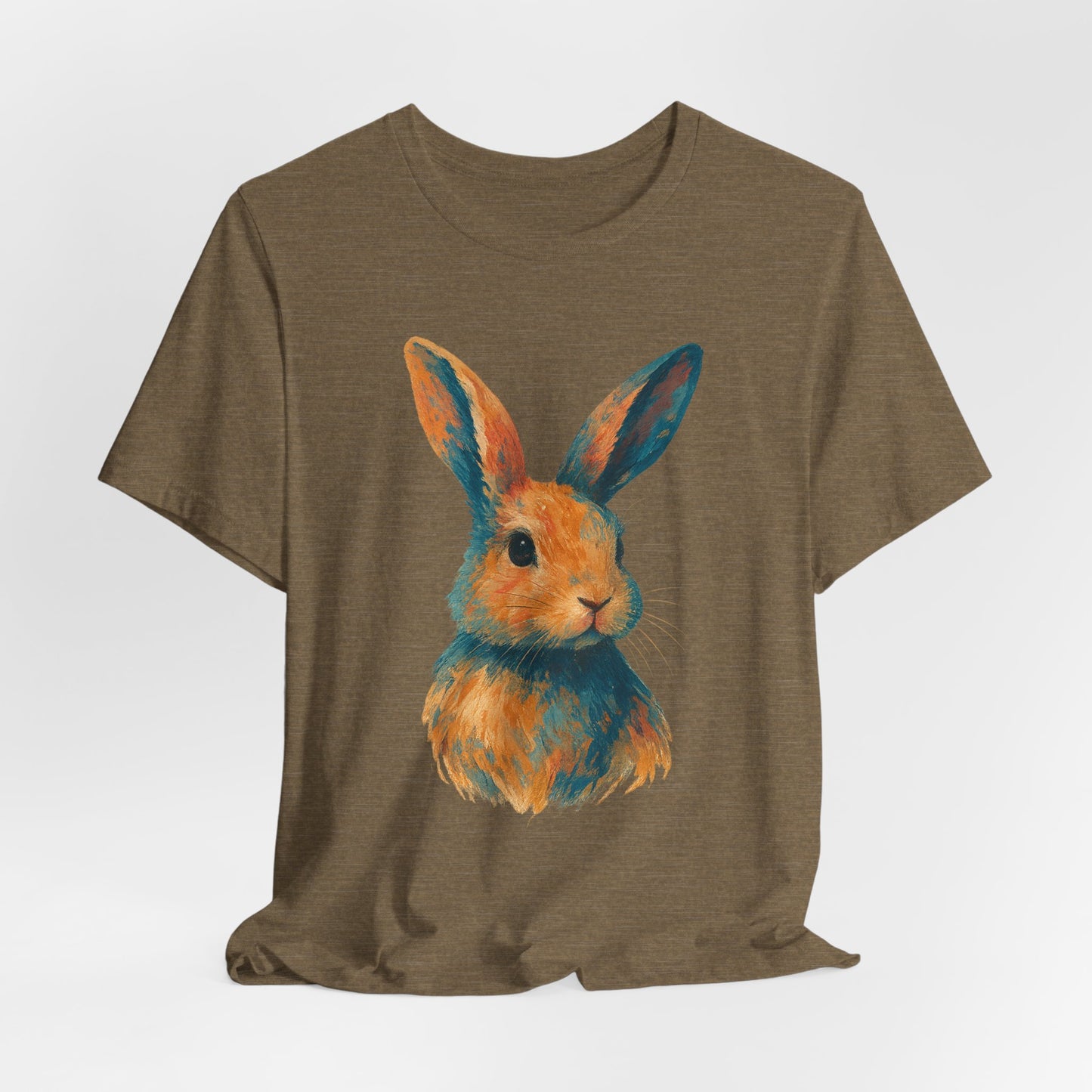 Golden Hour Bunny Unisex Short Sleeve Shirt – Painterly Rabbit Portrait T-Shirt - Artistic Graphic Tee for Animal Lovers - Unique Artwork