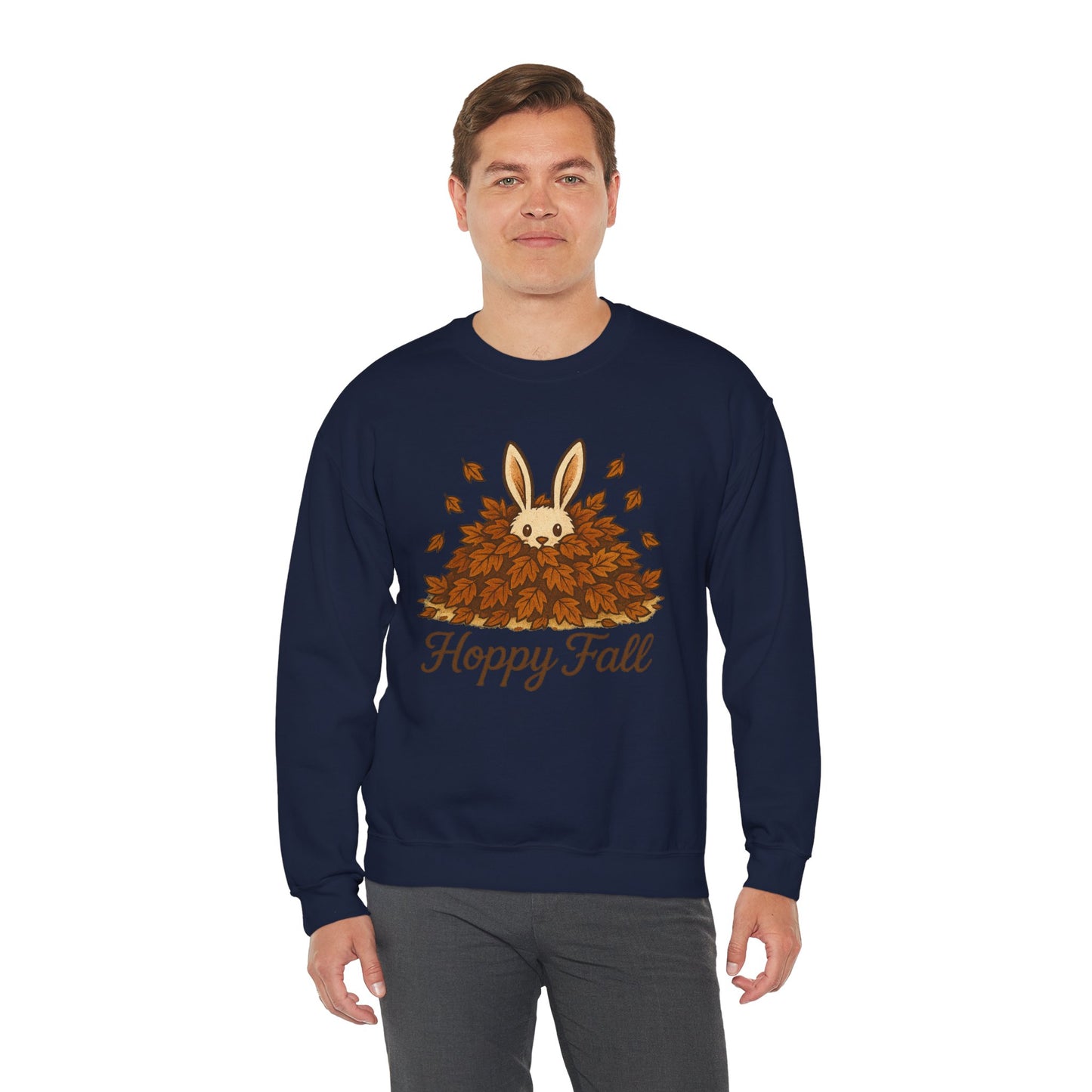 Hoppy Fall β Unisex Cozy Sweatshirt | Rabbit & Autumn Leaves Comfy Crewneck | Fall Fashion - Seasonal Halloween Gift