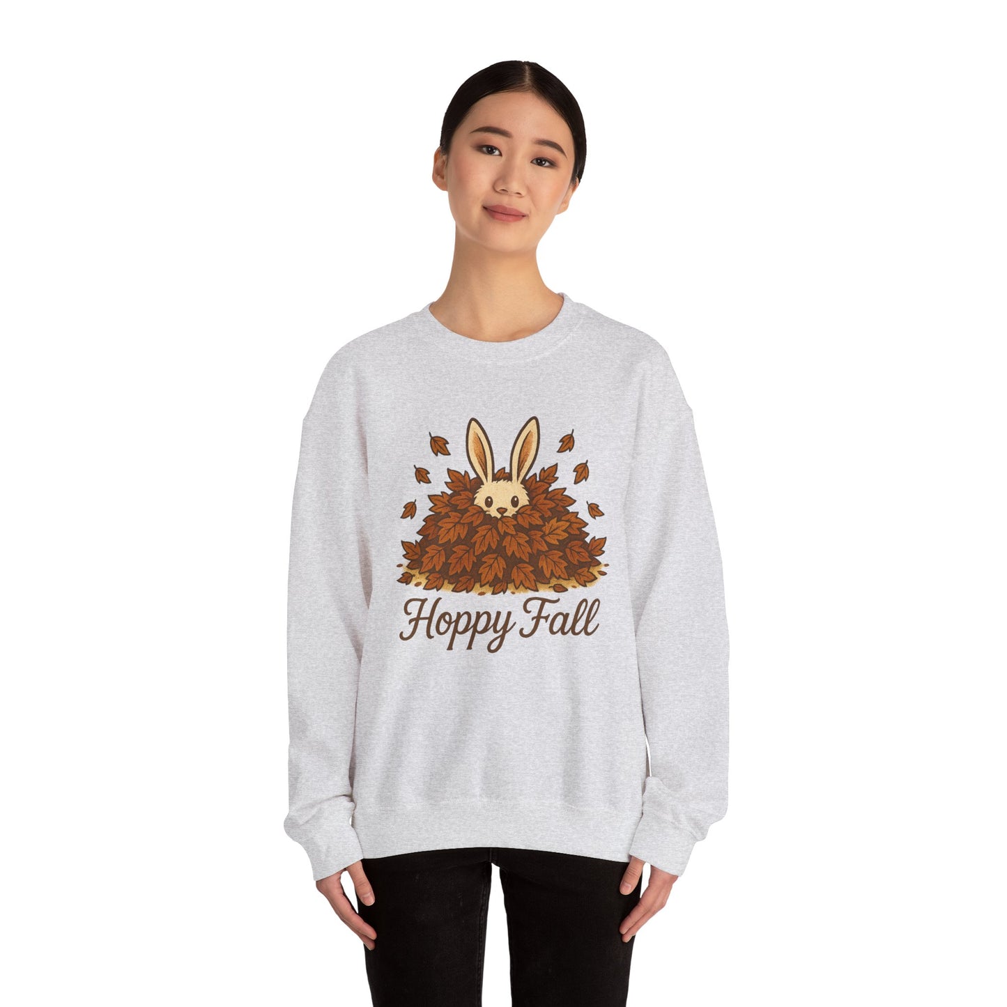Hoppy Fall β Unisex Cozy Sweatshirt | Rabbit & Autumn Leaves Comfy Crewneck | Fall Fashion - Seasonal Halloween Gift