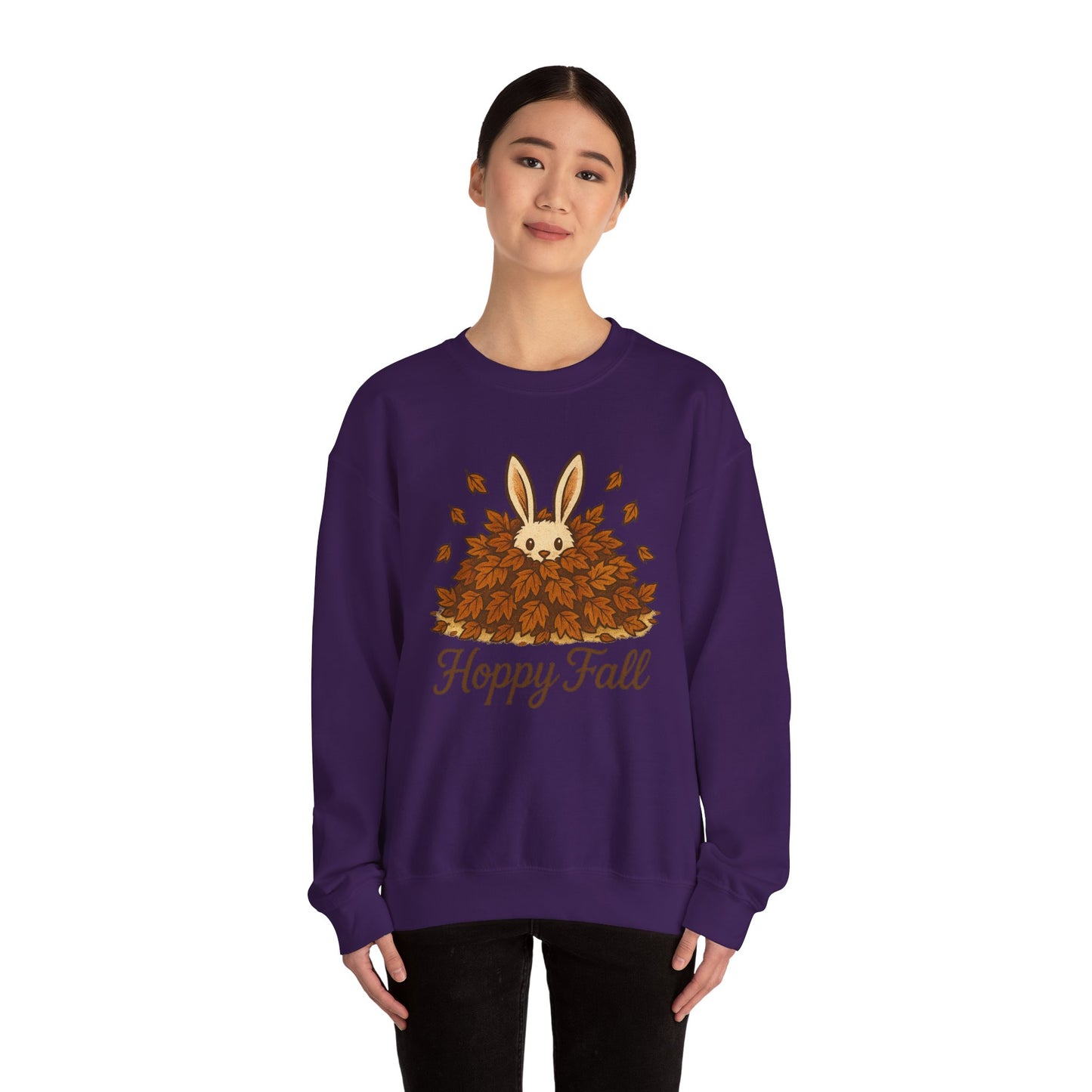 Hoppy Fall β Unisex Cozy Sweatshirt | Rabbit & Autumn Leaves Comfy Crewneck | Fall Fashion - Seasonal Halloween Gift
