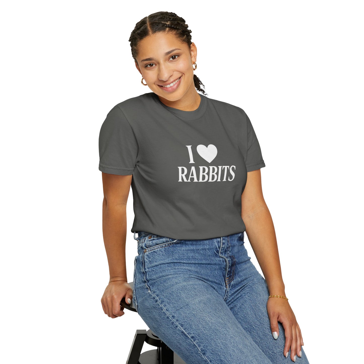 I ♥ Rabbits – Garment-Dyed Unisex Tee for Bunthusiasts - I Love Rabbits T-Shirt for Bunny Lovers