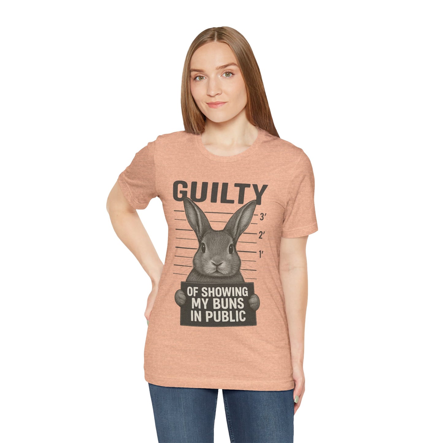 Guilty of Showing My Buns in Public Rabbit Exhibitor T-Shirt – Unisex Funny Bunny Graphic Tee - Quirky Gift for Animal Lovers