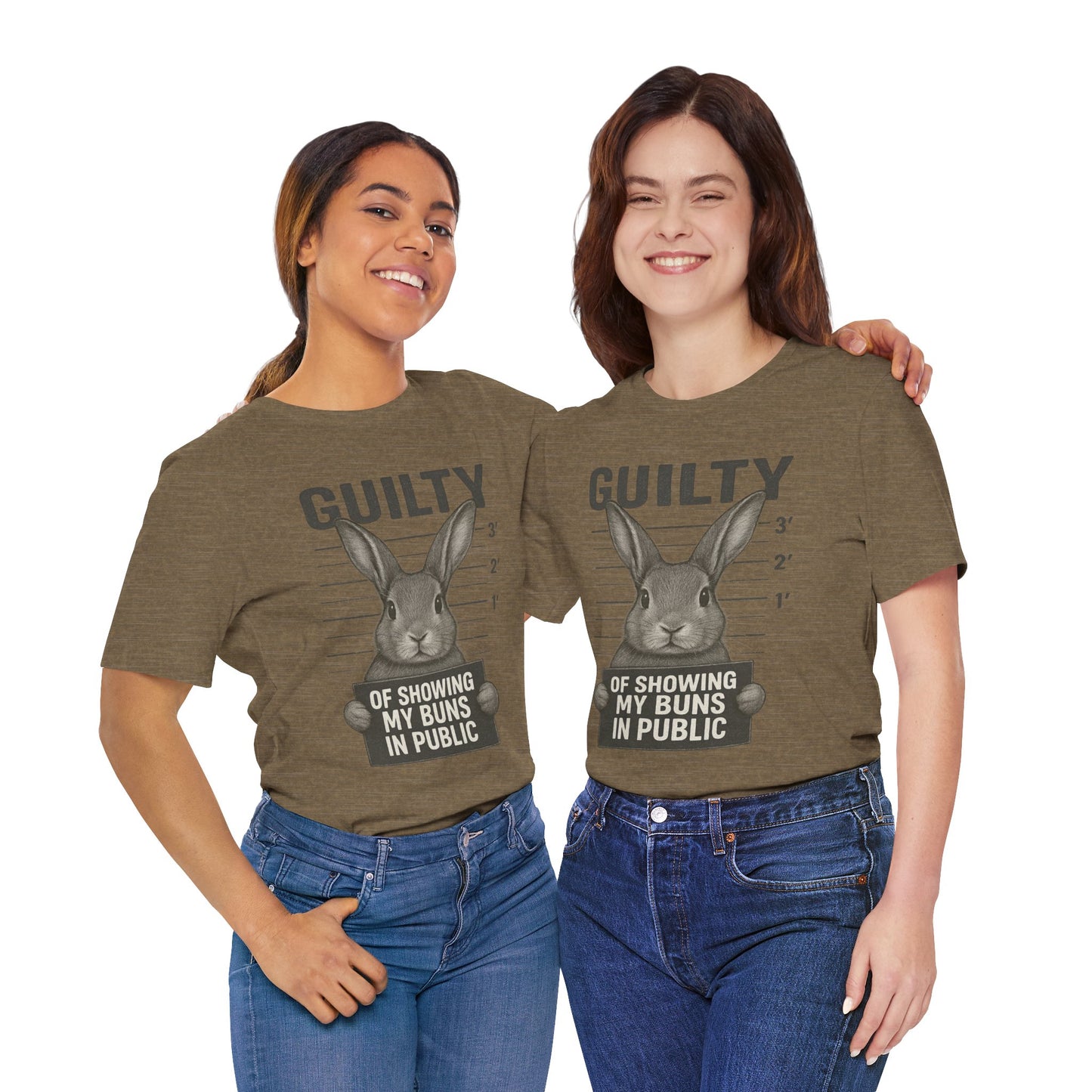 Guilty of Showing My Buns in Public Rabbit Exhibitor T-Shirt – Unisex Funny Bunny Graphic Tee - Quirky Gift for Animal Lovers