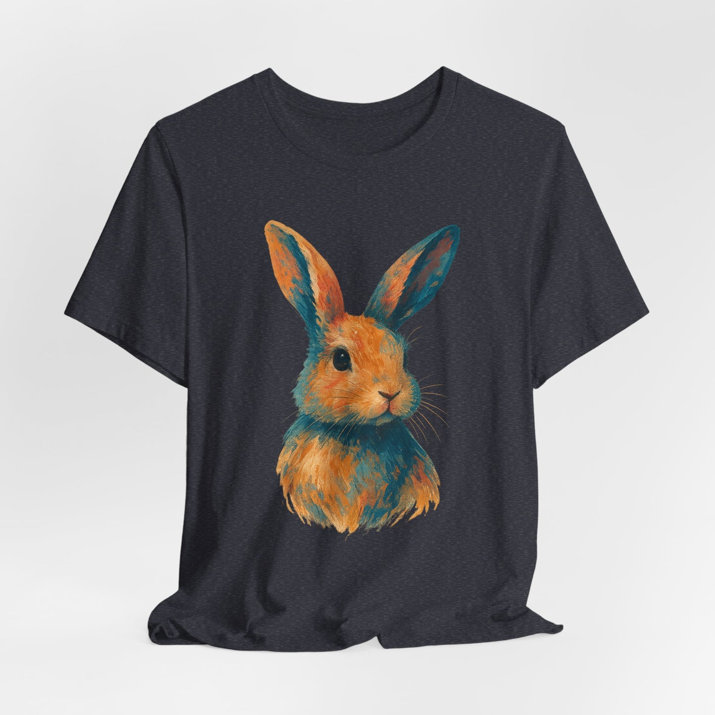 Golden Hour Bunny Unisex Short Sleeve Shirt – Painterly Rabbit Portrait T-Shirt - Artistic Graphic Tee for Animal Lovers - Unique Artwork