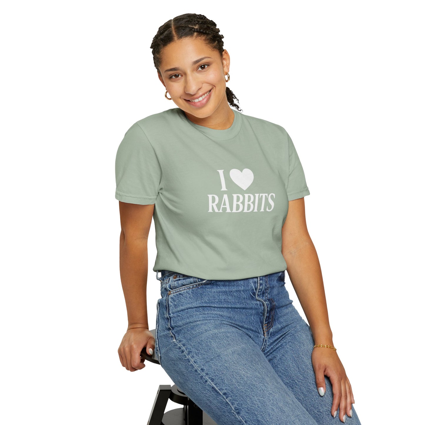 I ♥ Rabbits – Garment-Dyed Unisex Tee for Bunthusiasts - I Love Rabbits T-Shirt for Bunny Lovers