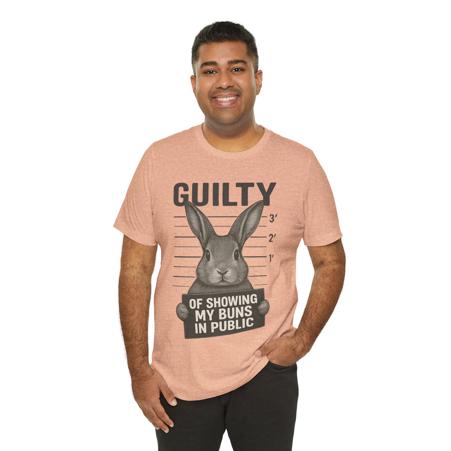 Guilty of Showing My Buns in Public Rabbit Exhibitor T-Shirt – Unisex Funny Bunny Graphic Tee - Quirky Gift for Animal Lovers
