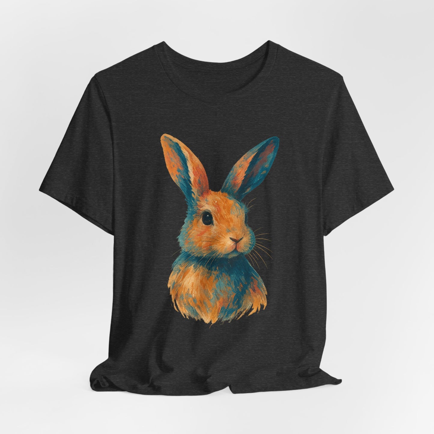 Golden Hour Bunny Unisex Short Sleeve Shirt – Painterly Rabbit Portrait T-Shirt - Artistic Graphic Tee for Animal Lovers - Unique Artwork