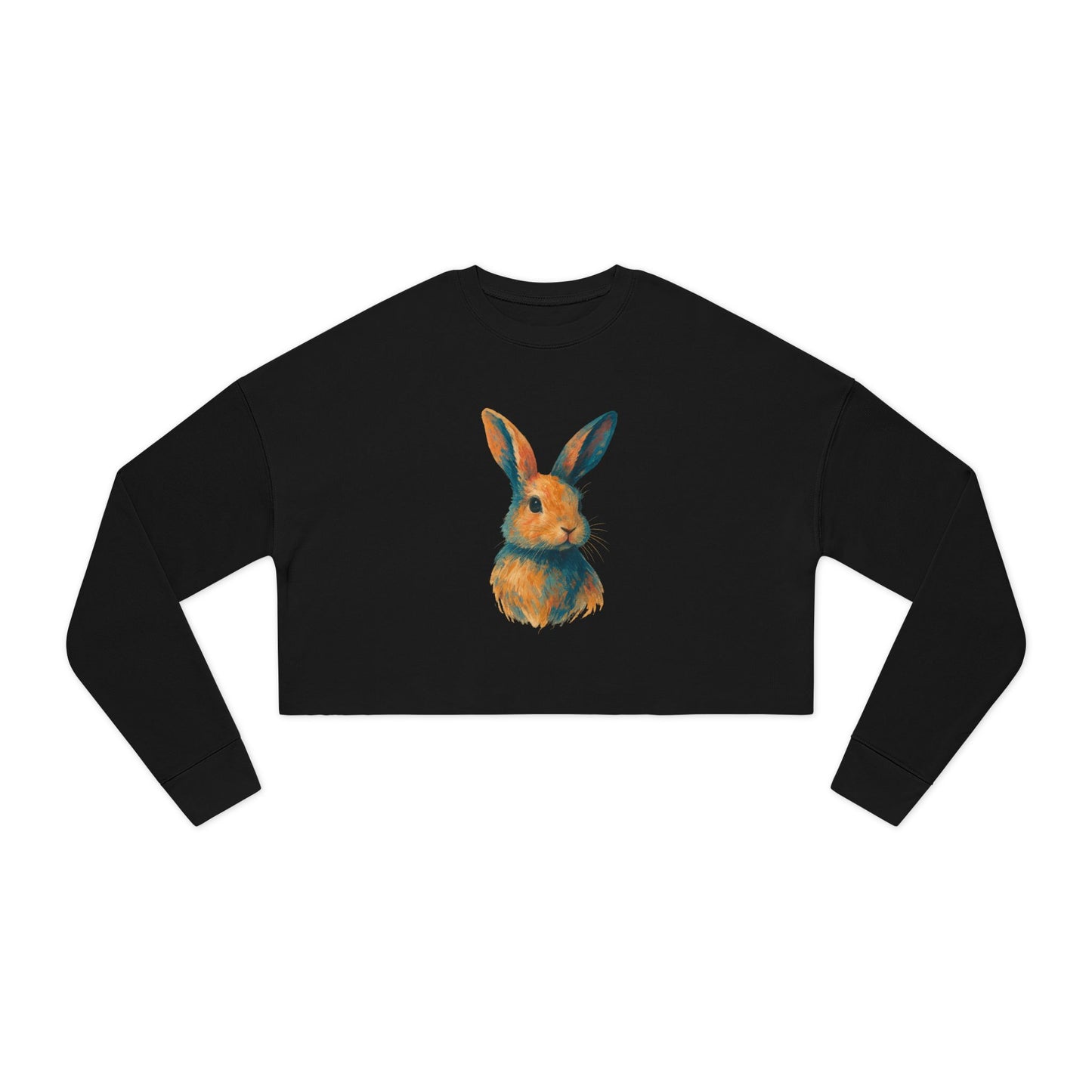 Painted Bunny Art Cropped Sweatshirt – Artsy Rabbit Vibes for Bunthusiasts - Cozy Animal Apparel