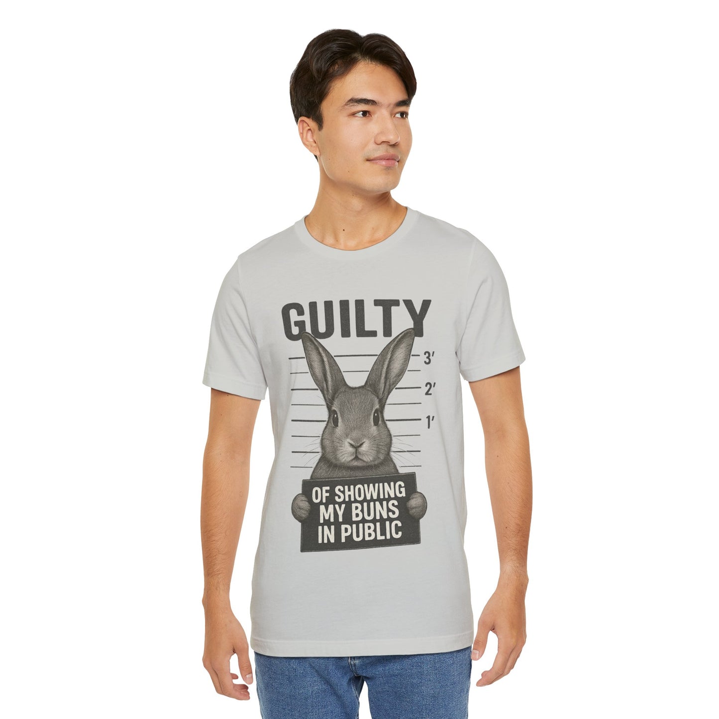Guilty of Showing My Buns in Public Rabbit Exhibitor T-Shirt – Unisex Funny Bunny Graphic Tee - Quirky Gift for Animal Lovers