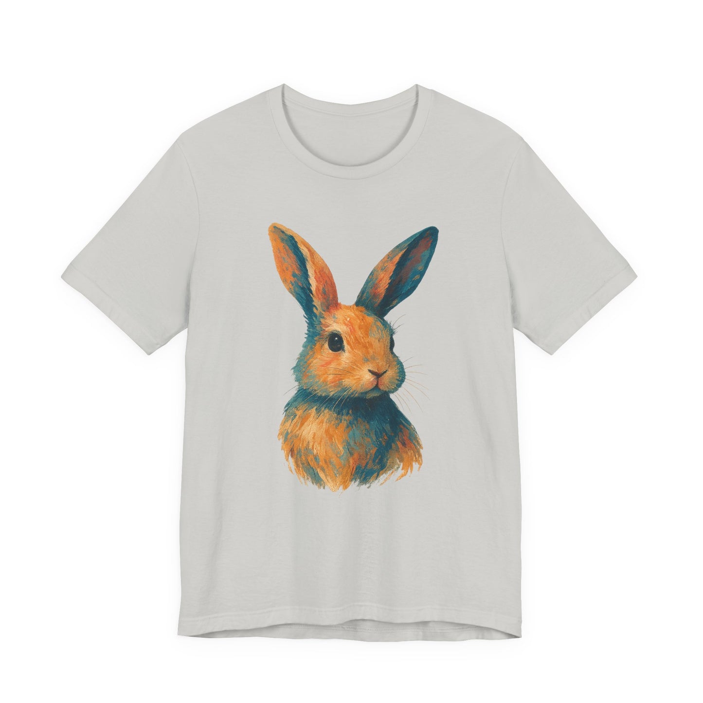 Golden Hour Bunny Unisex Short Sleeve Shirt – Painterly Rabbit Portrait T-Shirt - Artistic Graphic Tee for Animal Lovers - Unique Artwork