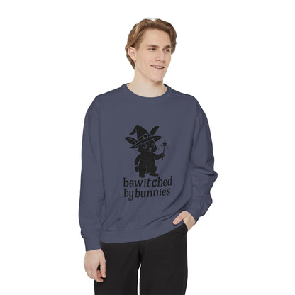 Bewitched by Bunnies Unisex Sweatshirt – Cozy Fall Rabbit Witch Pullover for Fall Festivities - Halloween Gift