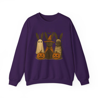 Ghosts, Witches & Mummies—Oh My! Halloween Bunny Sweatshirt - Cozy Fall Rabbit Apparel - Unisex Spooky Season Crewneck