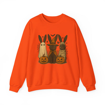 Ghosts, Witches & Mummies—Oh My! Halloween Bunny Sweatshirt - Cozy Fall Rabbit Apparel - Unisex Spooky Season Crewneck