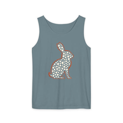 Spotted Rabbit Unisex Tank Top – Abstract Dot Bunny Design Tee for Bunthusiasts - Unisex Garment-Dyed Tank Top