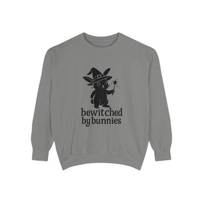 Bewitched by Bunnies Unisex Sweatshirt – Cozy Fall Rabbit Witch Pullover for Fall Festivities - Halloween Gift