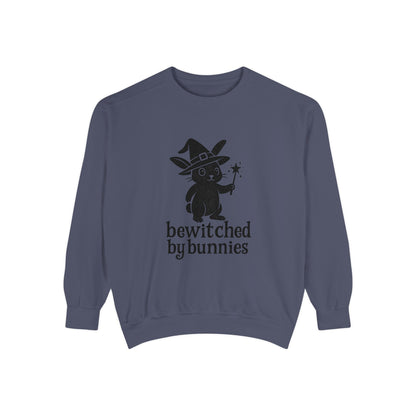 Bewitched by Bunnies Unisex Sweatshirt – Cozy Fall Rabbit Witch Pullover for Fall Festivities - Halloween Gift