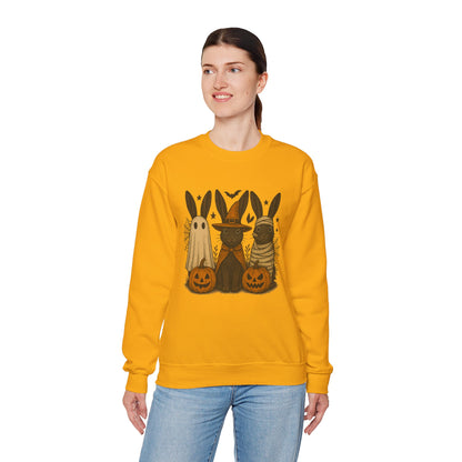 Ghosts, Witches & Mummies—Oh My! Halloween Bunny Sweatshirt - Cozy Fall Rabbit Apparel - Unisex Spooky Season Crewneck