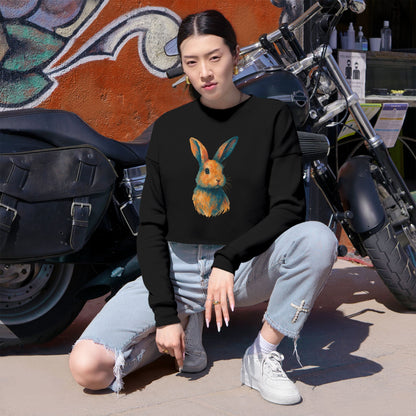Painted Bunny Art Cropped Sweatshirt – Artsy Rabbit Vibes for Bunthusiasts - Cozy Animal Apparel
