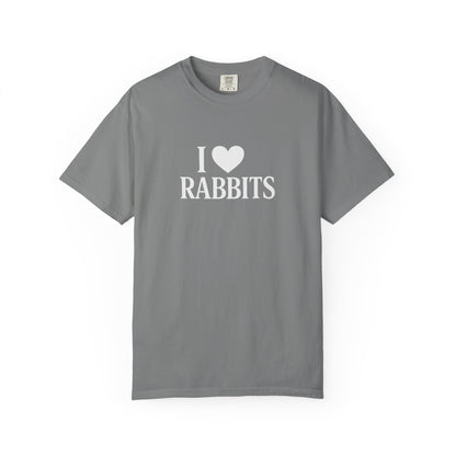 I ♥ Rabbits – Garment-Dyed Unisex Tee for Bunthusiasts - I Love Rabbits T-Shirt for Bunny Lovers