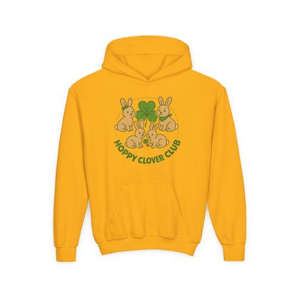 Youth “Hoppy Clover Club” Heavy Blend Hooded Sweatshirt – Lucky Rabbits & Clover Design