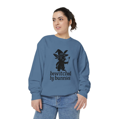 Bewitched by Bunnies Unisex Sweatshirt – Cozy Fall Rabbit Witch Pullover for Fall Festivities - Halloween Gift