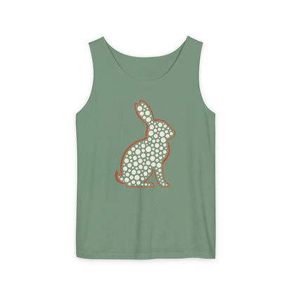 Spotted Rabbit Unisex Tank Top – Abstract Dot Bunny Design Tee for Bunthusiasts - Unisex Garment-Dyed Tank Top