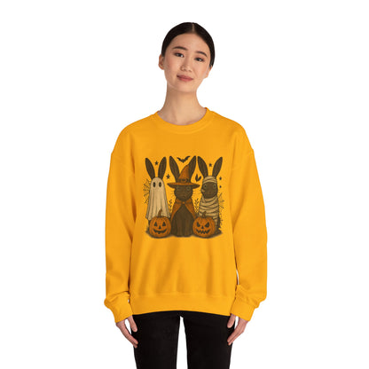 Ghosts, Witches & Mummies—Oh My! Halloween Bunny Sweatshirt - Cozy Fall Rabbit Apparel - Unisex Spooky Season Crewneck