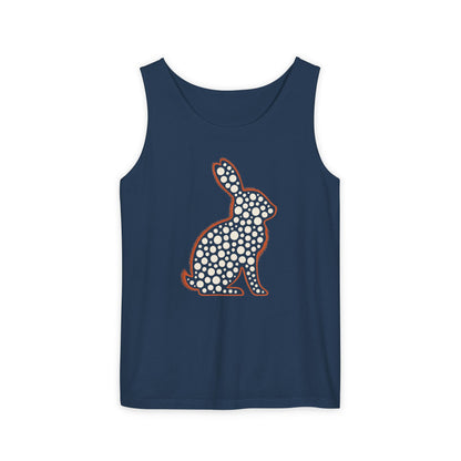 Spotted Rabbit Unisex Tank Top – Abstract Dot Bunny Design Tee for Bunthusiasts - Unisex Garment-Dyed Tank Top